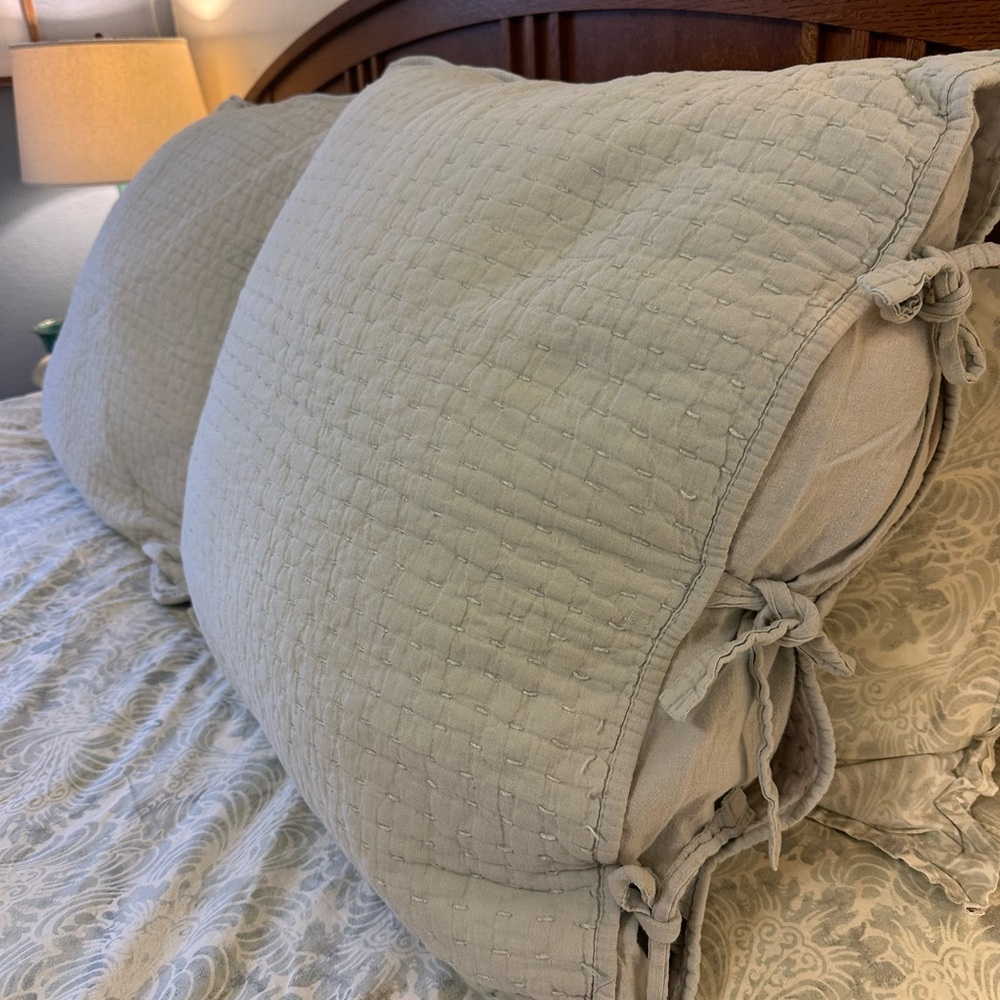 Elegant Sage Green Quilted Pillow Shams